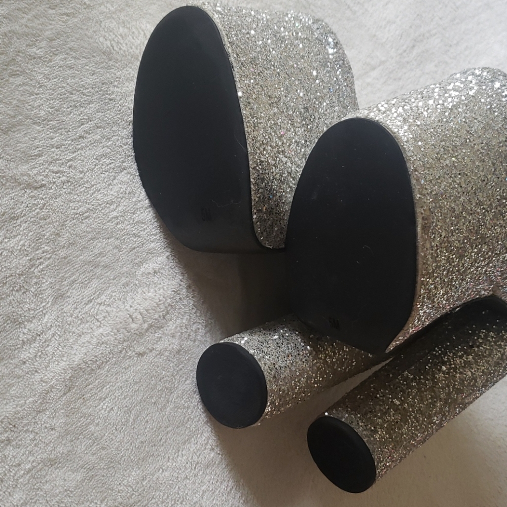 Dolls Kill Silver Glitter Platform Ankle Boots - Picture 3 of 5